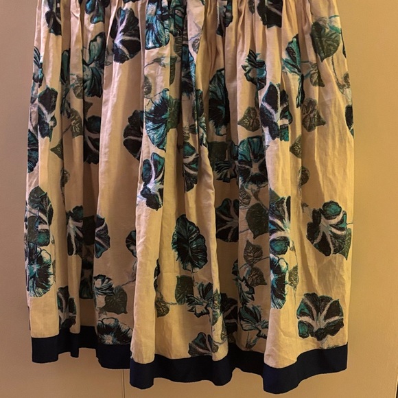 Alberta Ferretti Blue Beige Floral Romance Strapless Dress 6 Holiday Cottagecore - Picture 4 of 10